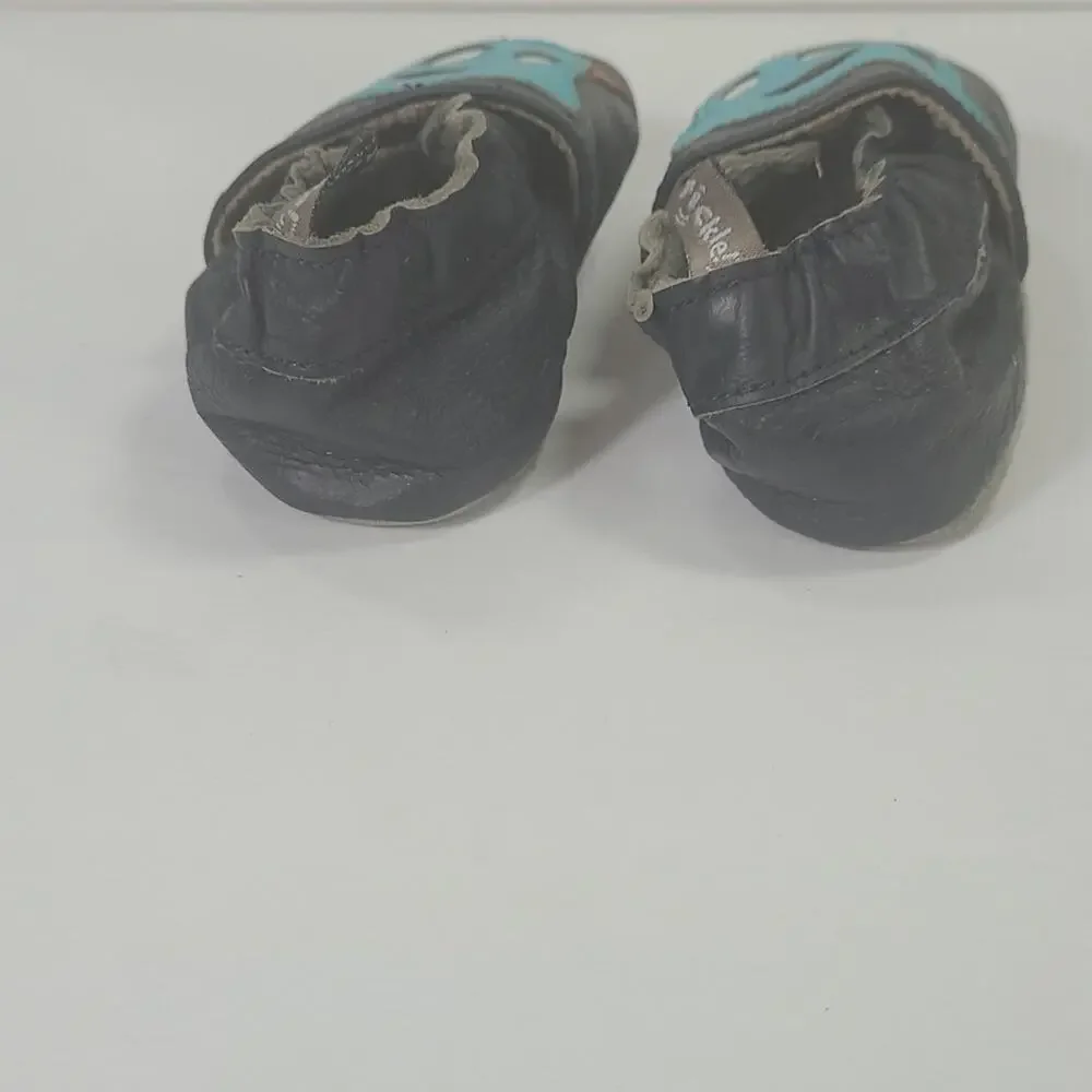 TOMMY Tickle Blue Silly Ghost Leather Crib Shoes Soft Sole Moccasins Sz. M 6-12